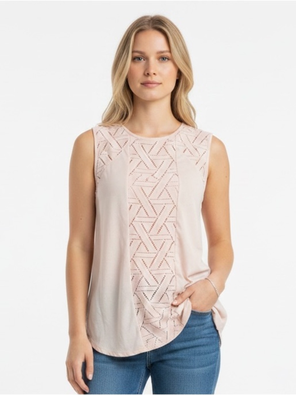 Banana Republic Blush Pink Lace Pieced Hi Lo Tank Top XS